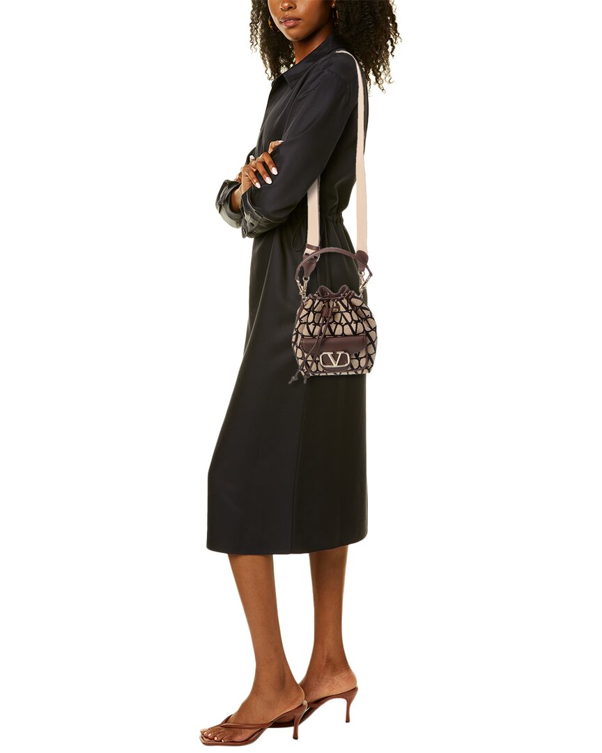 Valentino Vlogo Toile Iconographe Canvas & Leather Bucket Bag