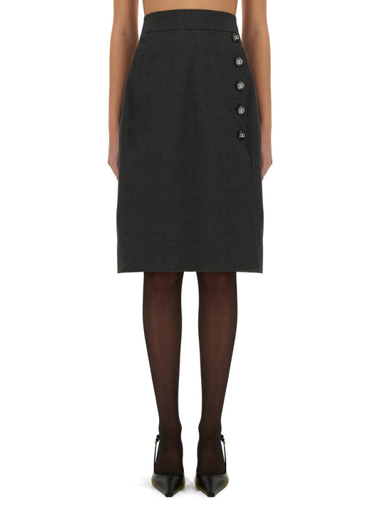 Dolce & Gabbana Women Wool Midi Skirt