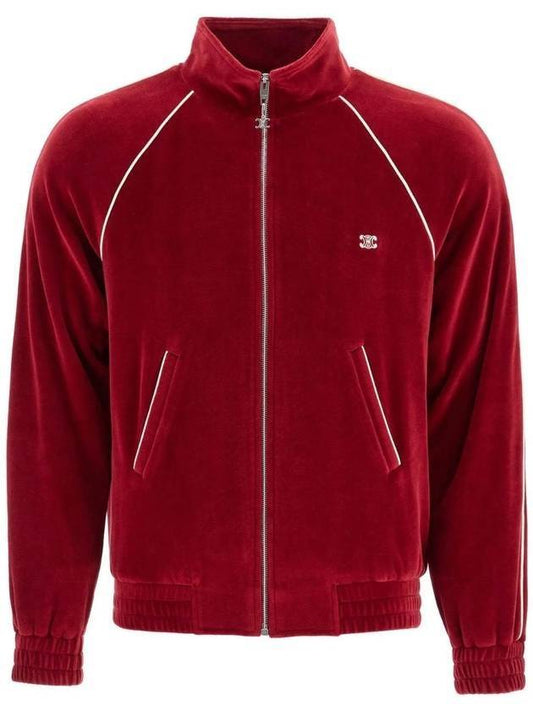 CELINE Velvet Triomphe Jersey Track Jacket Red