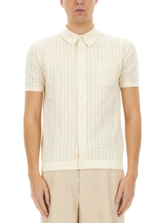 Dolce & Gabbana Men Perforated Cotton Knit Shirt