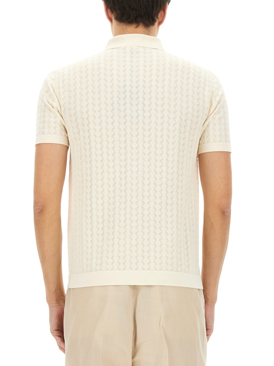 Dolce & Gabbana Men Perforated Cotton Knit Shirt