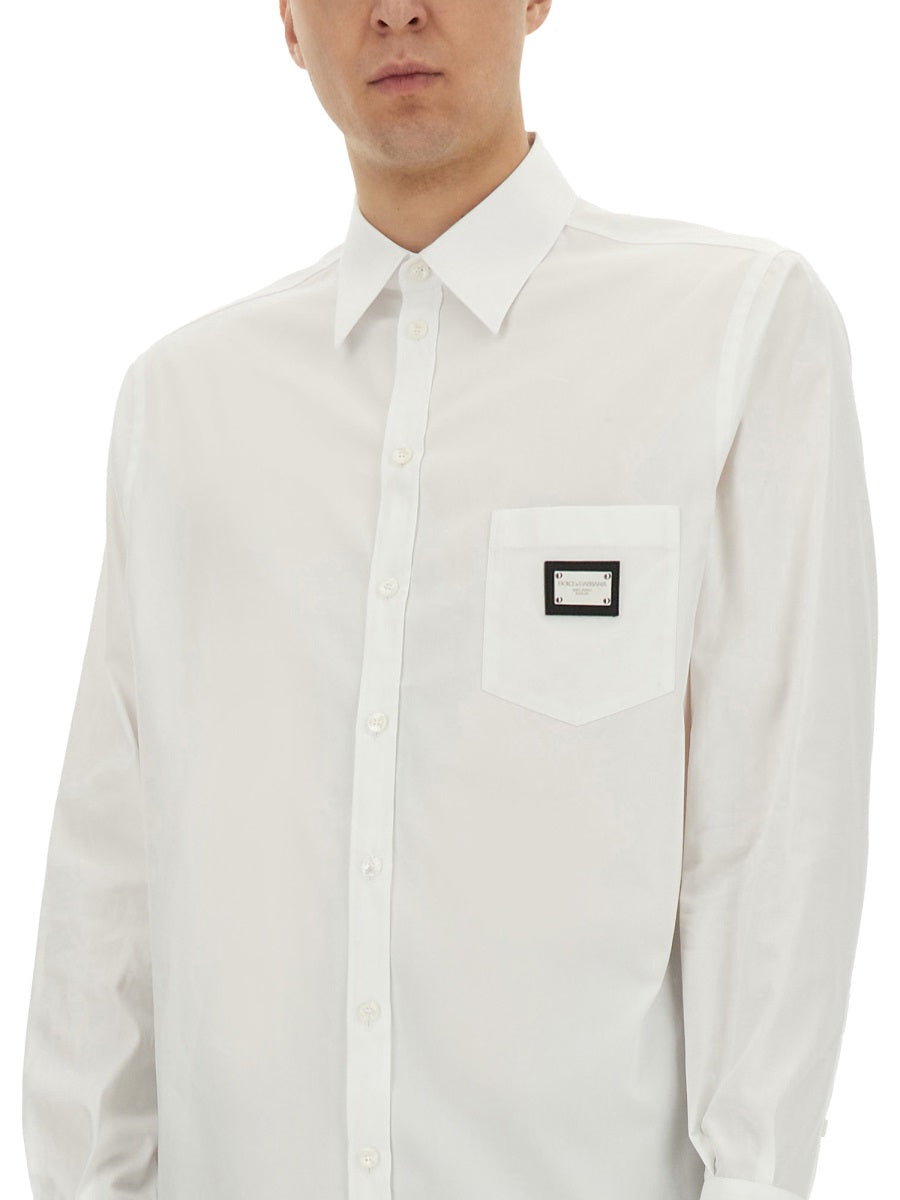 Dolce & Gabbana Men Shirt With Logo Plaque