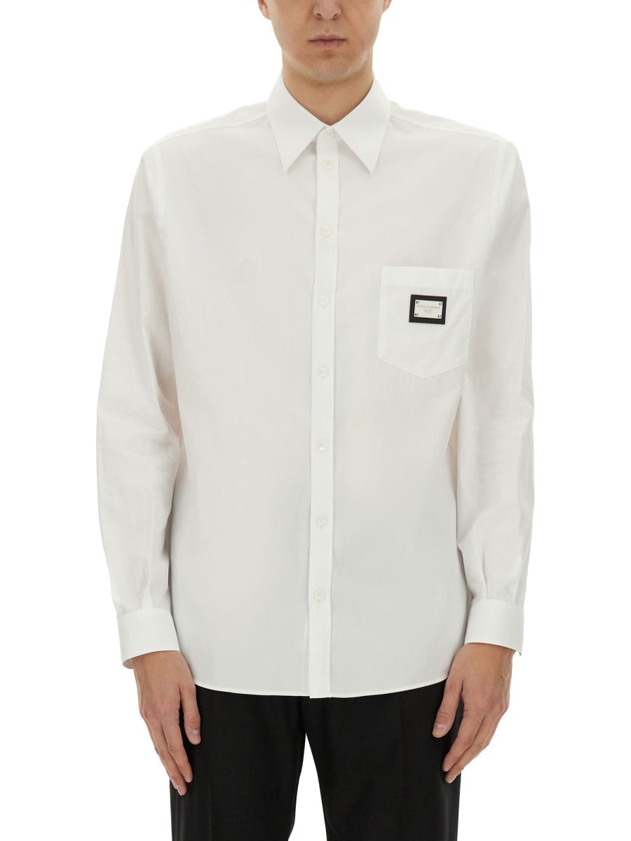 Dolce & Gabbana Men Shirt With Logo Plaque