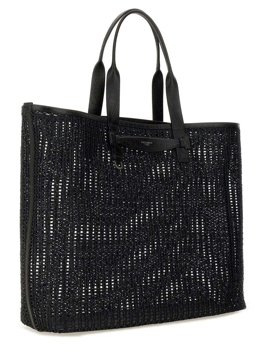 Dolce & Gabbana Men Woven Mesh Shopping Bag