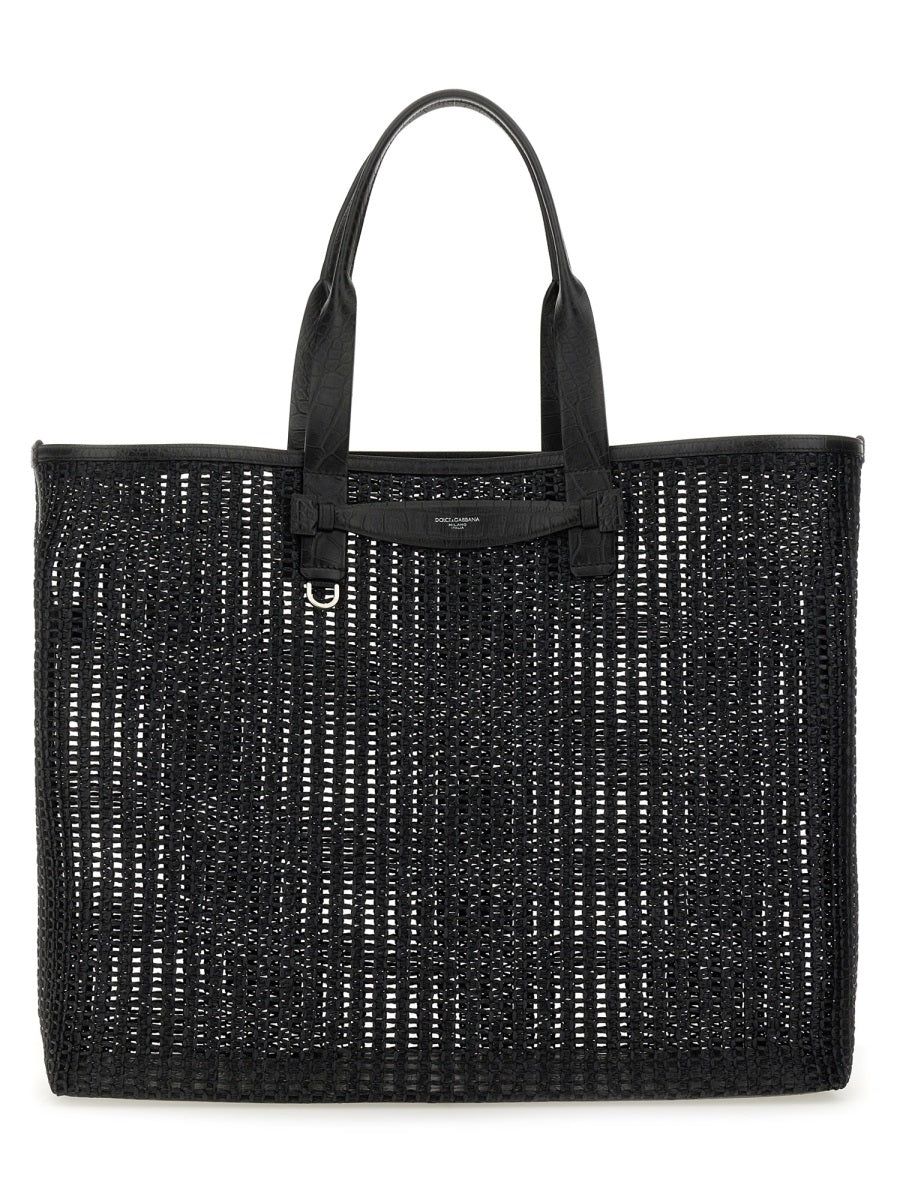 Dolce & Gabbana Men Woven Mesh Shopping Bag