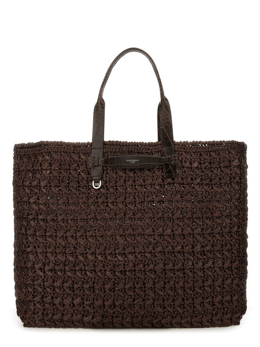 Dolce & Gabbana Men Woven Mesh Shopping Bag