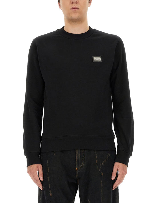 Dolce & Gabbana Men Sweatshirt With Logo Plaque