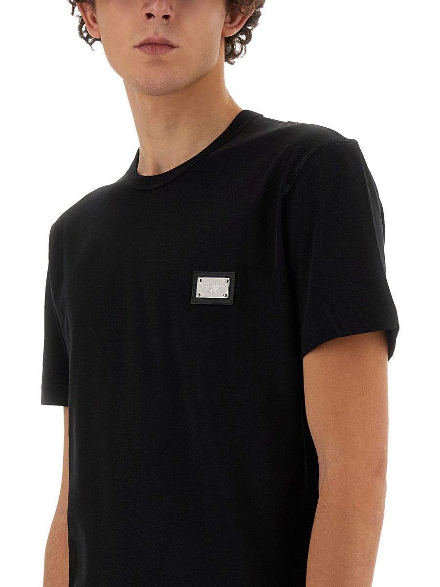 Dolce & Gabbana Men T-Shirt With Logo Plaque