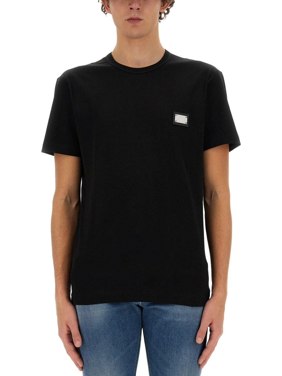 Dolce & Gabbana Men T-Shirt With Logo Plaque