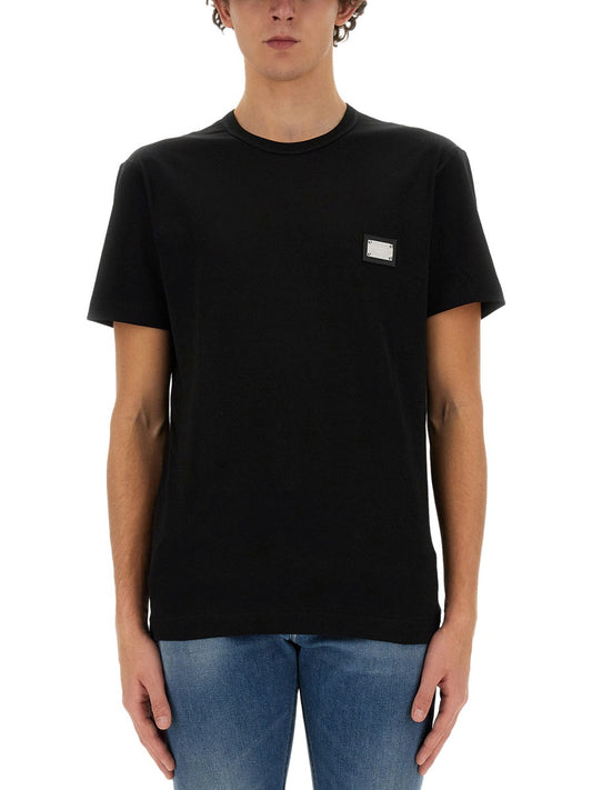 Dolce & Gabbana Men T-Shirt With Logo Plaque