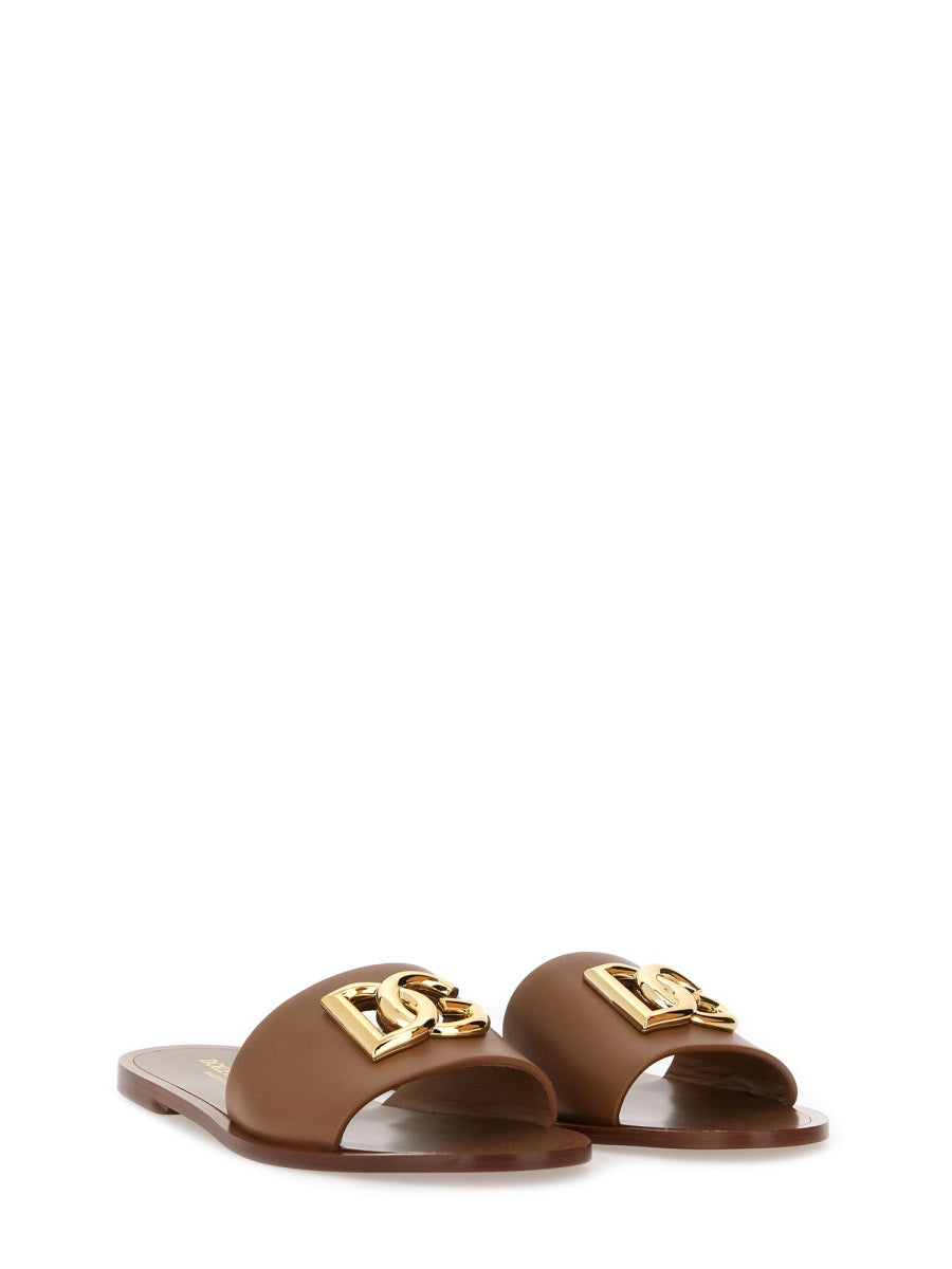 Dolce & Gabbana Women Leather Slide Sandal