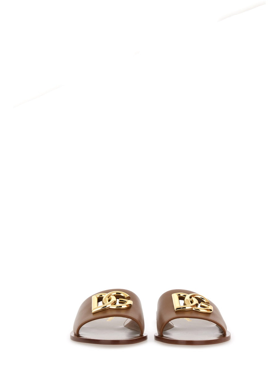 Dolce & Gabbana Women Leather Slide Sandal
