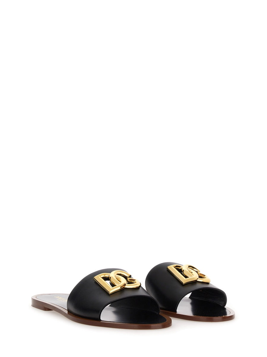 Dolce & Gabbana Women Leather Slide Sandal
