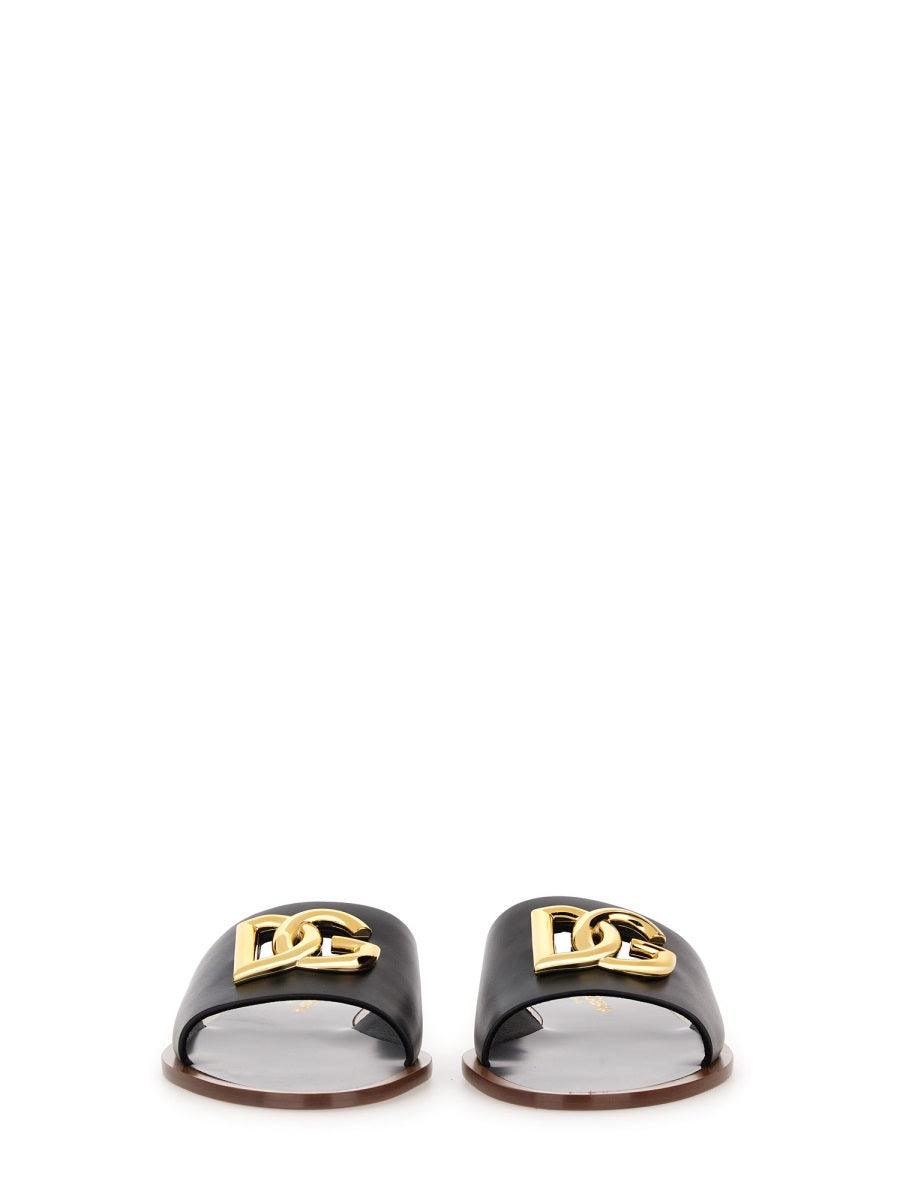 Dolce & Gabbana Women Leather Slide Sandal