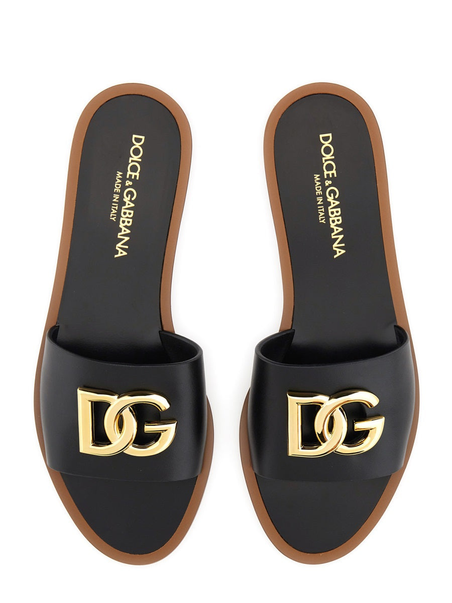 Dolce & Gabbana Women Leather Slide Sandal