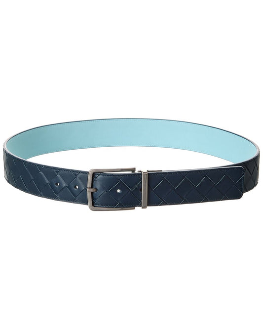 Bottega Veneta Intrecciato Leather Belt 105 Blue
