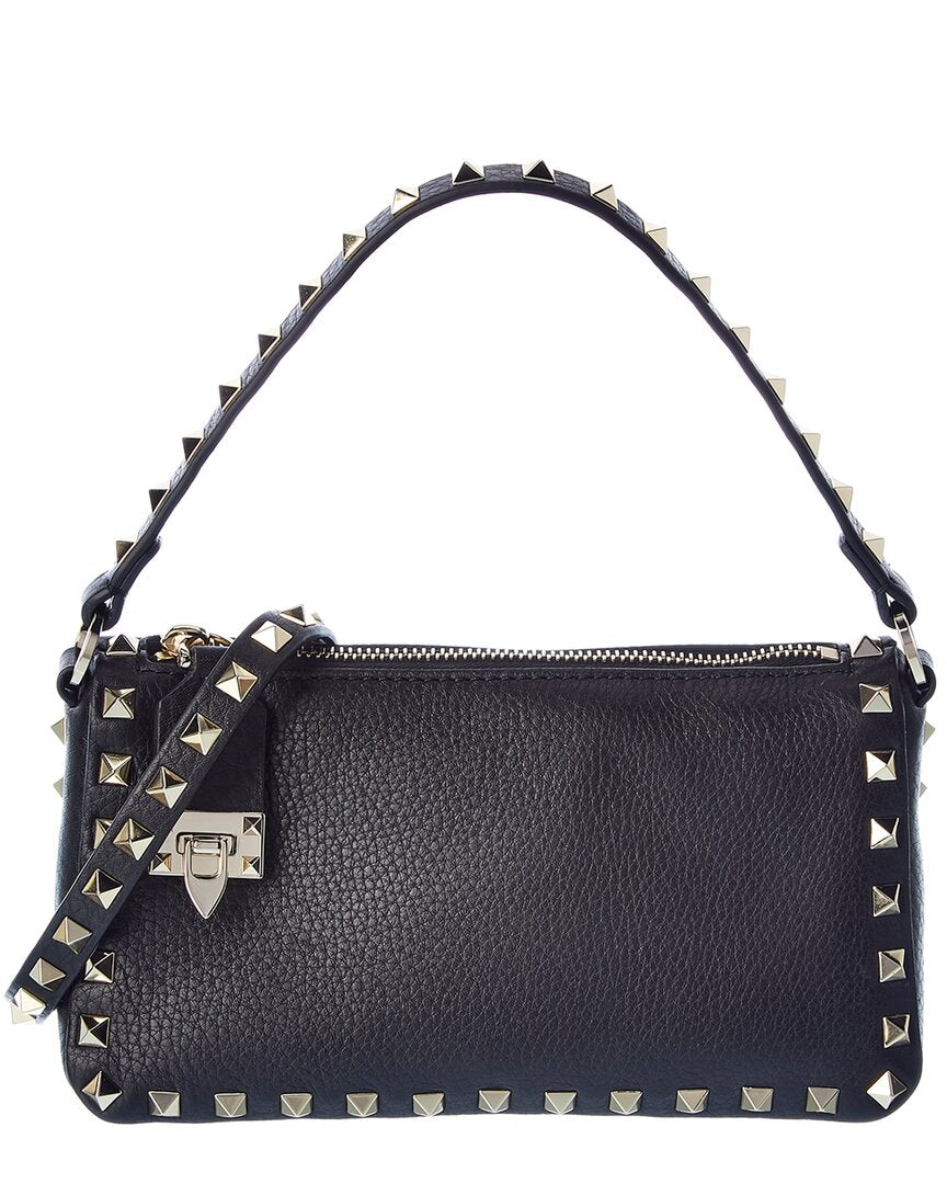 Valentino Rockstud Small Grainy Leather Crossbody ONE SIZE Black