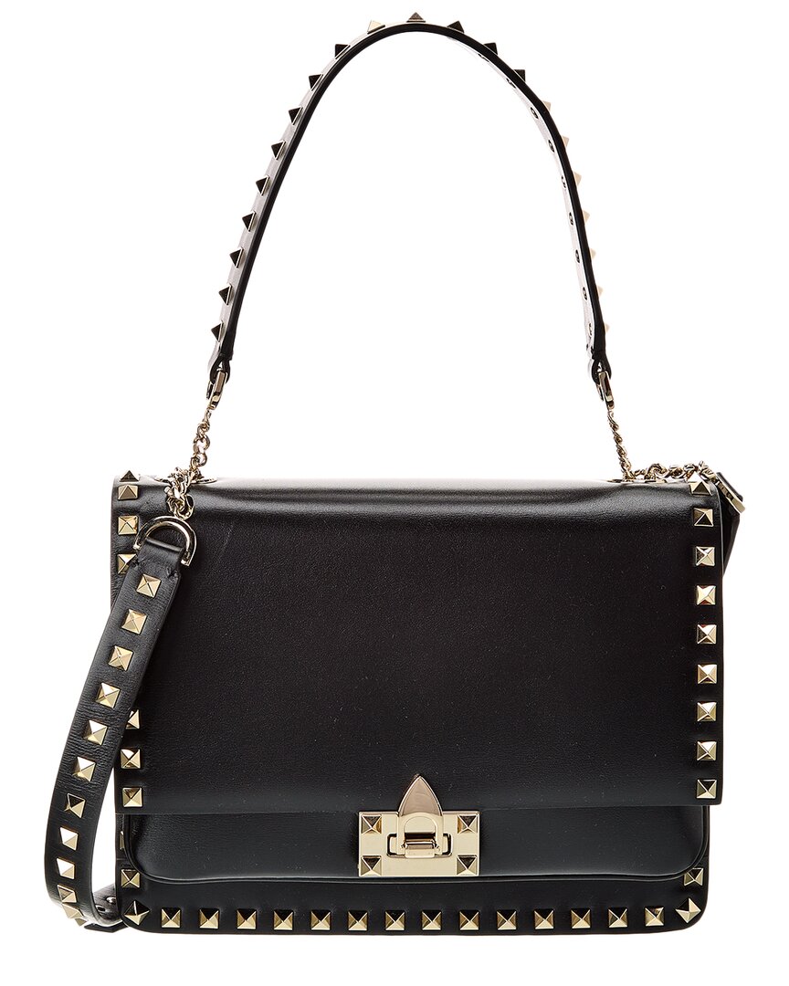 Valentino Rockstud Patent Shoulder Bag  ONE SIZE Black