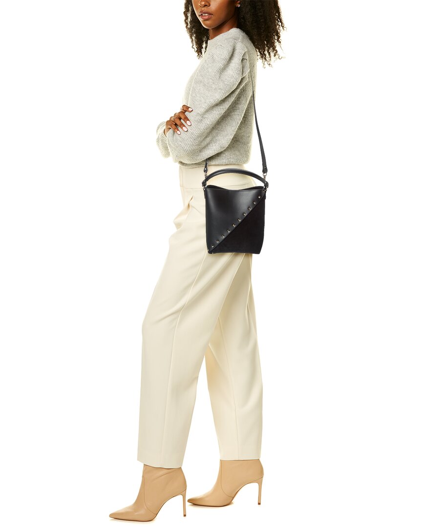 Valentino Rockstud Wispy Leather & Suede Bucket Bag