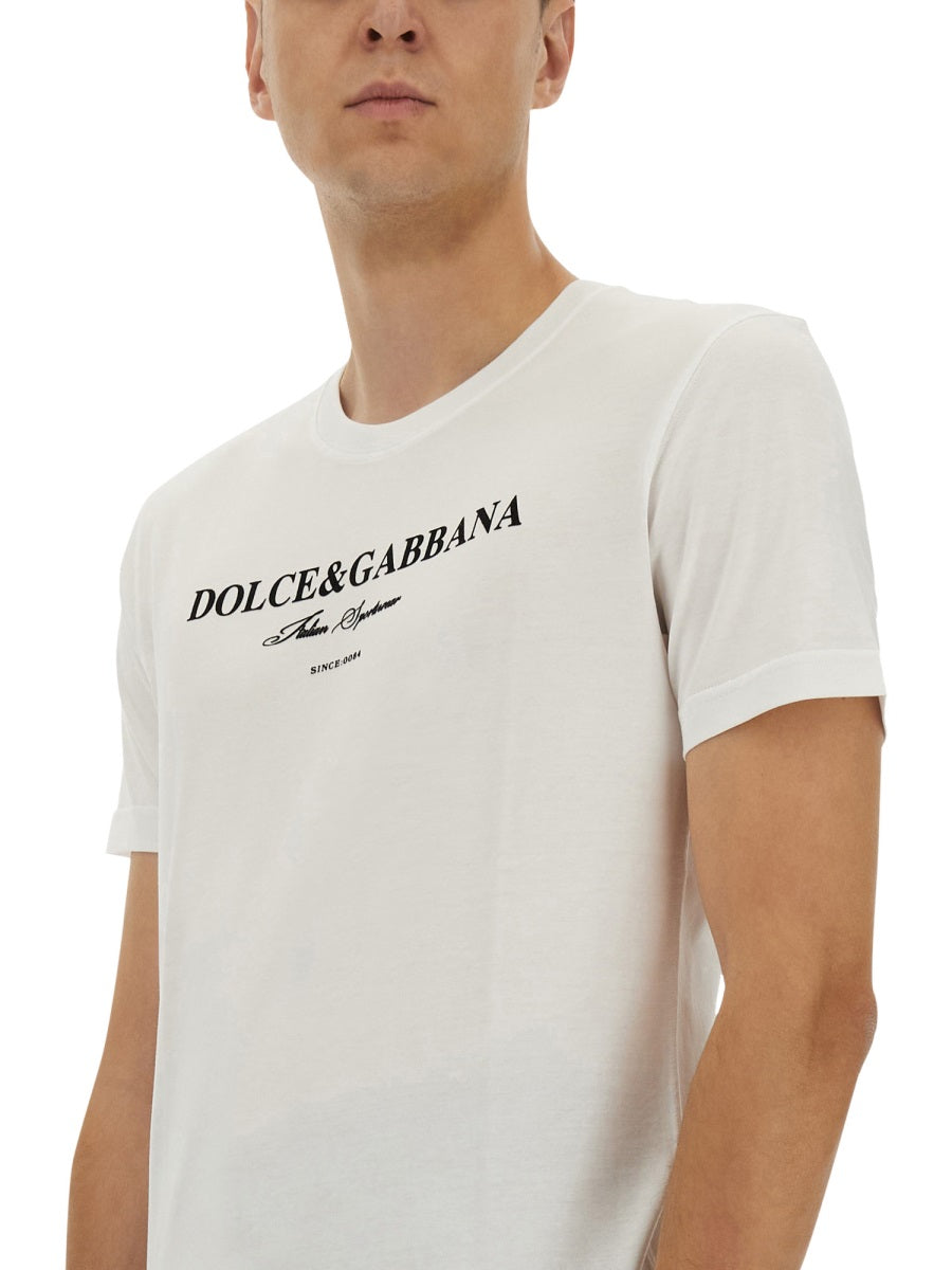 Dolce & Gabbana Men Cotton T-Shirt With Print