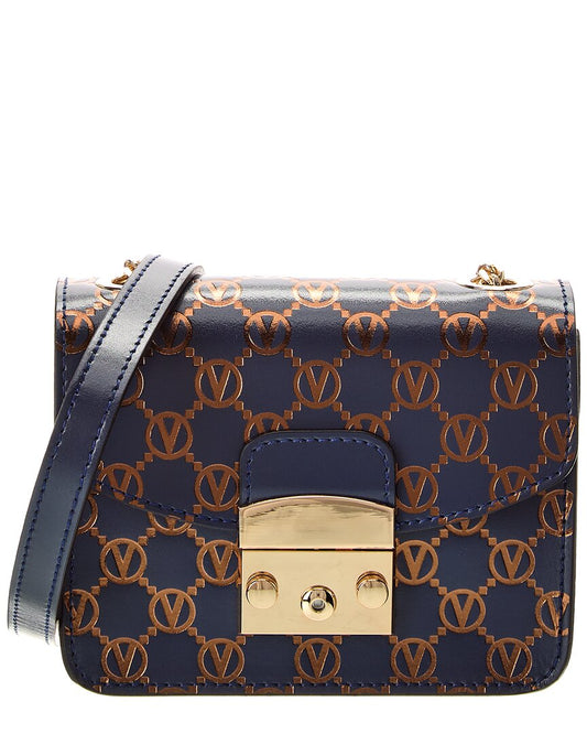 Valentino By Mario Valentino Bijou Monogram Leather Crossbody ONE SIZE Blue