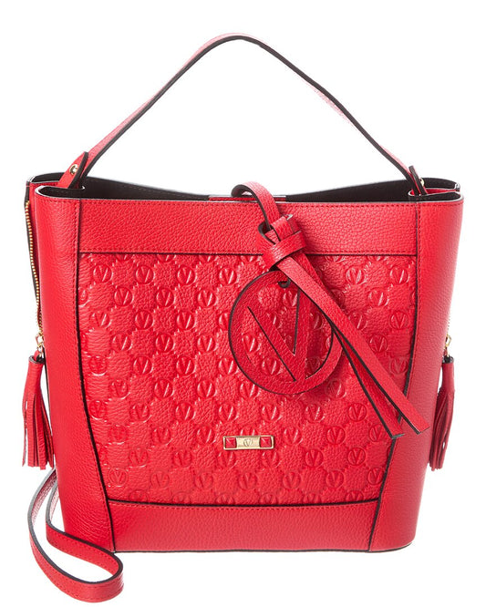 Valentino By Mario Valentino Callie Medallion Leather Shoulder Bag ONE SIZE Red