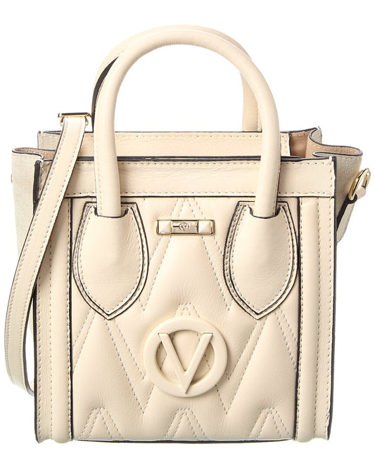 Valentino By Mario Valentino Eva Diamond Leather Tote ONE SIZE White