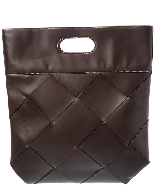 Bottega Veneta Maxi Intrecciato Leather Tote ONE SIZE Brown Multi
