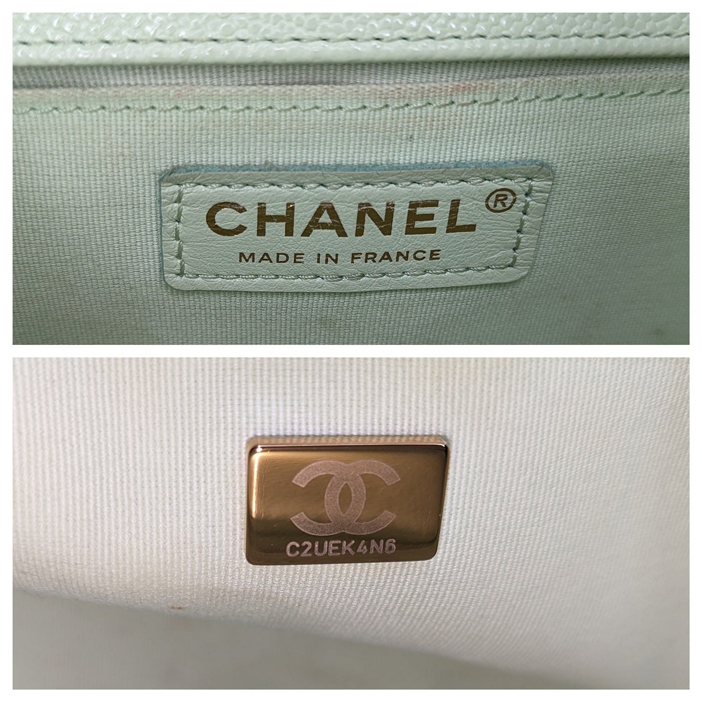 Chanel bag Caviar Chevron Quilted Medium Boy Flap Light Green