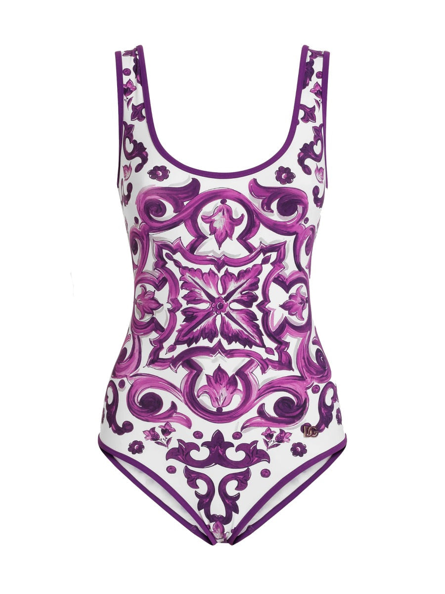 Dolce & Gabbana Women Majolica Print One Piece Swimsuit