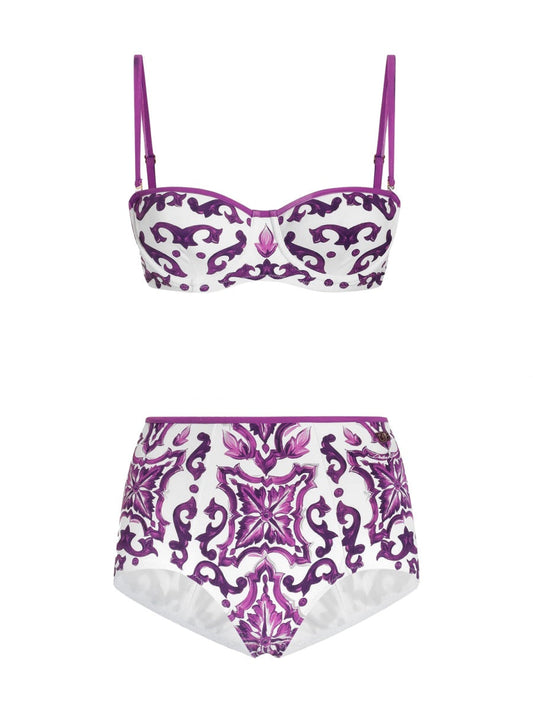 Dolce & Gabbana Women Majolica Print Bikini Swimsuit