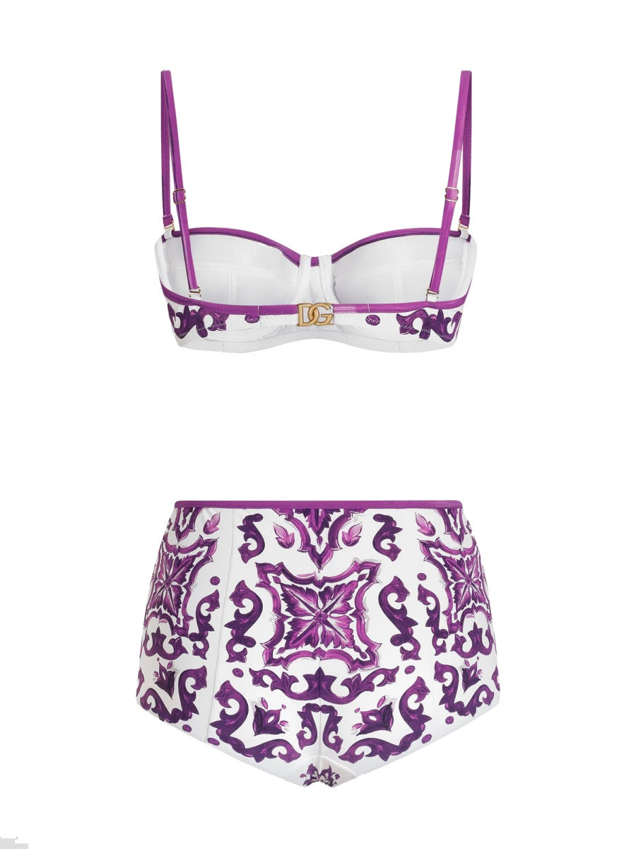 Dolce & Gabbana Women Majolica Print Bikini Swimsuit