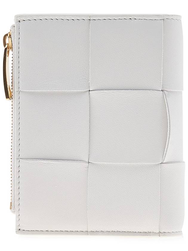 Bottega Veneta Cassette Zipper Bifold Half Wallet White