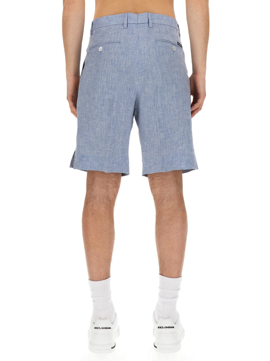 Dolce & Gabbana Men Linen Bermuda Shorts