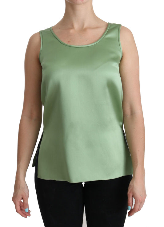 Dolce & Gabbana Green Sleeveless 100% Silk Top Tank Women's Blouse