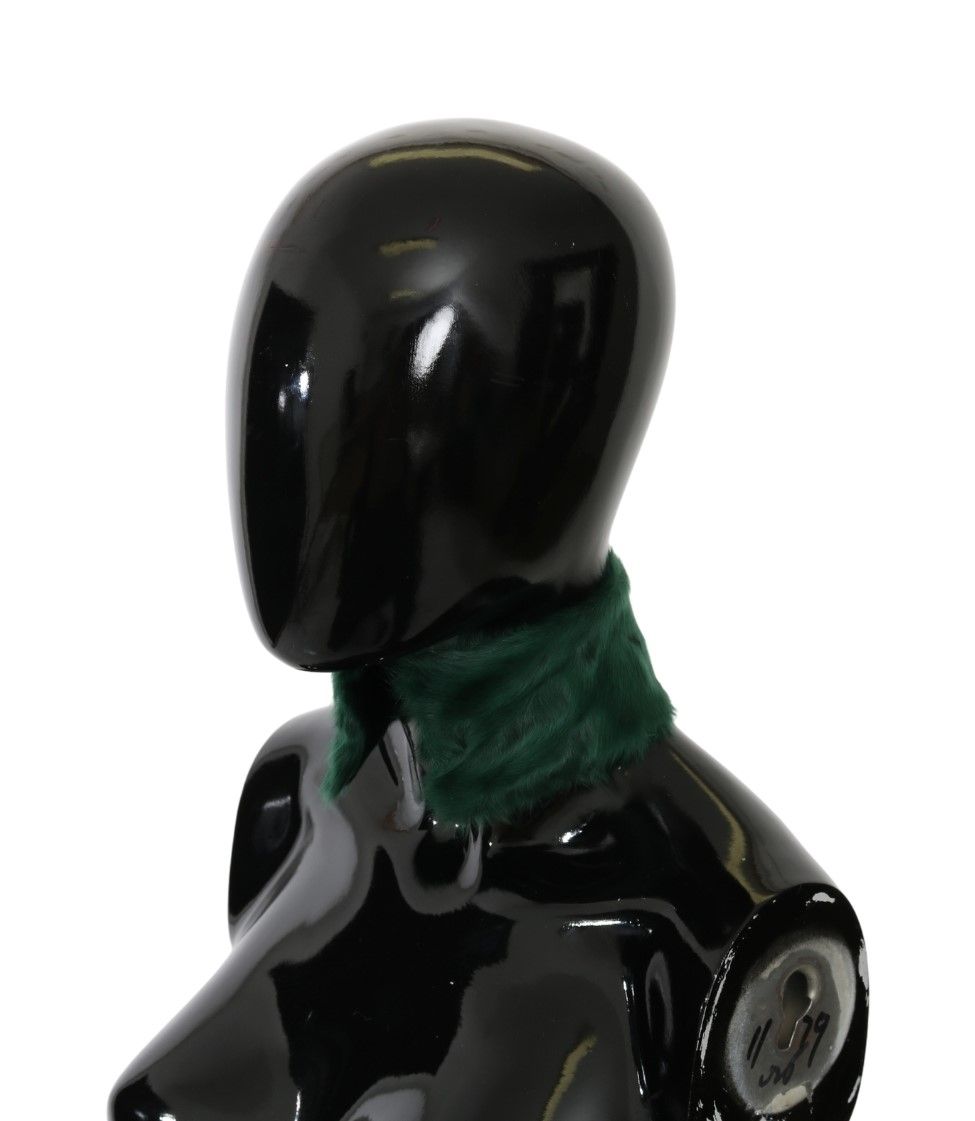 Dolce & Gabbana Green Fur Neck Collar Wrap Lambskin Women's Scarf