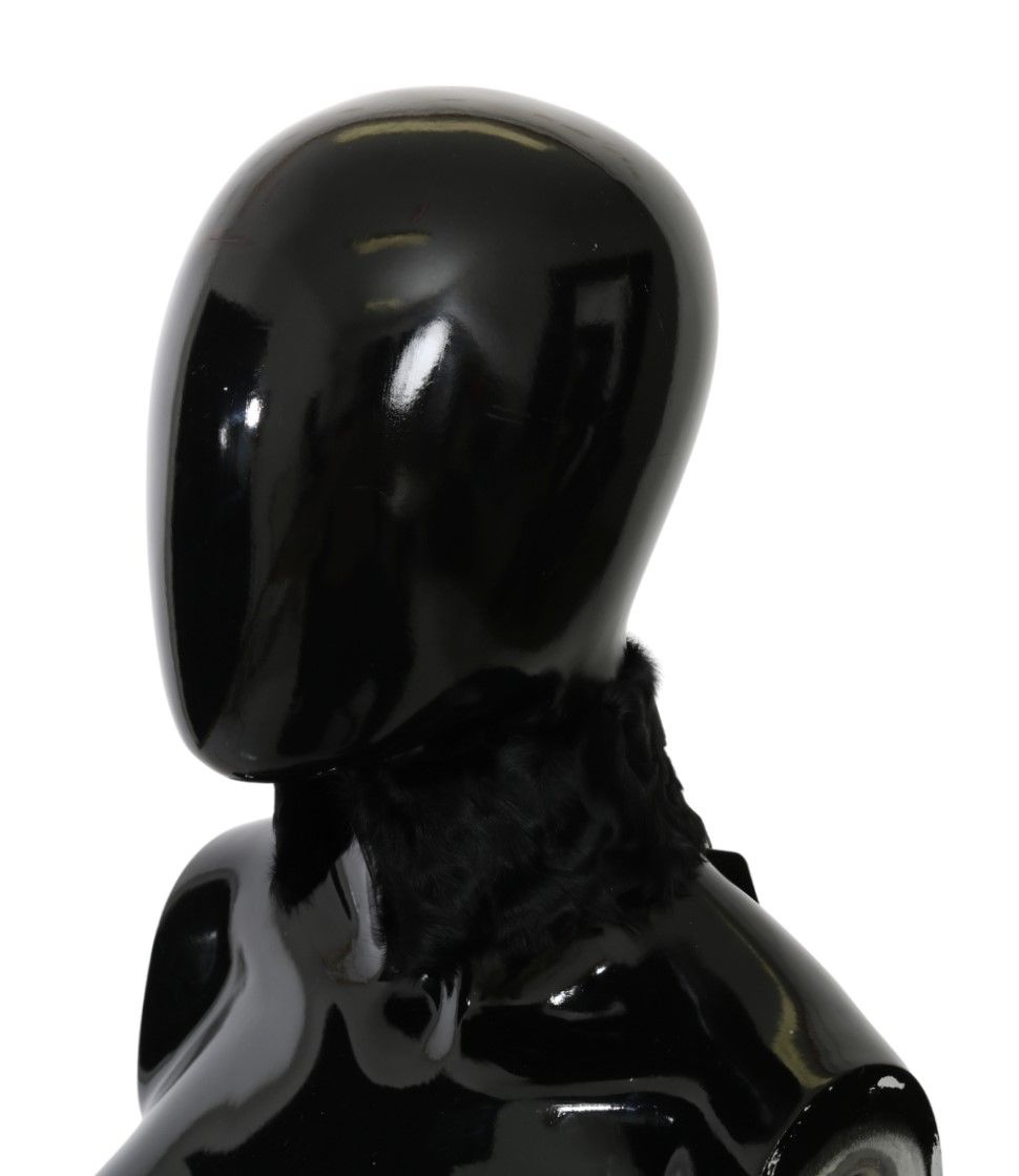 Dolce & Gabbana Black Fur Neck Collar Wrap Lambskin Women's Scarf