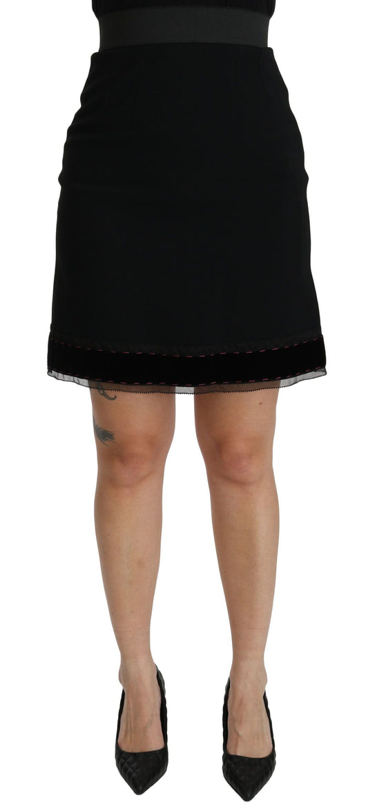 Dolce & Gabbana Black A-line High Waist Mini Viscose Women's Skirt