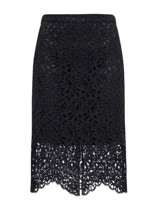 Burberry Macrame Lace Pencil Skirt Black