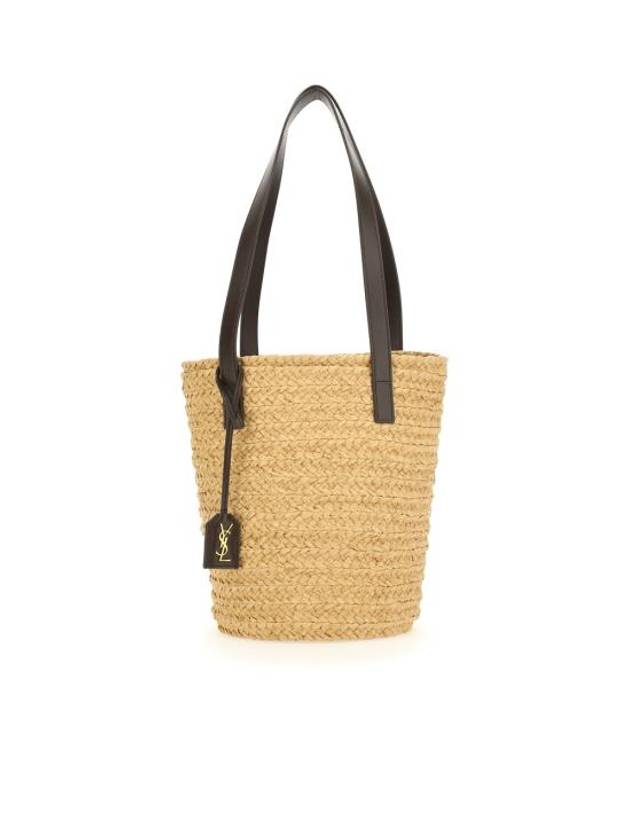 Saint Laurent Panier Raffia Tote Bag Beige