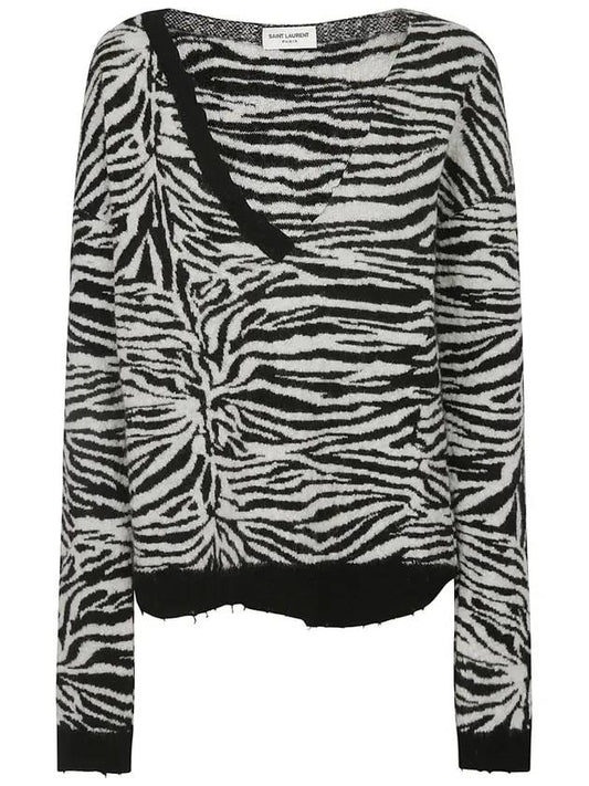 Saint Laurent zebra knit top 646427 YA2PU 1095