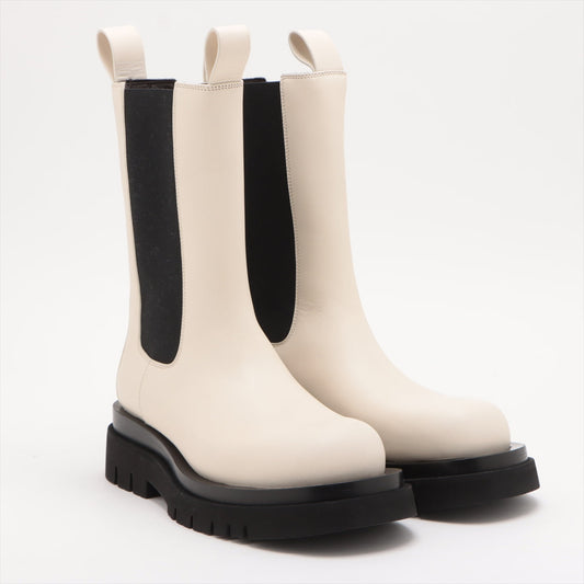 Bottega Veneta  Leather Side Goar Shoes 39 Unisex Black x White Chelsea Boots Rug