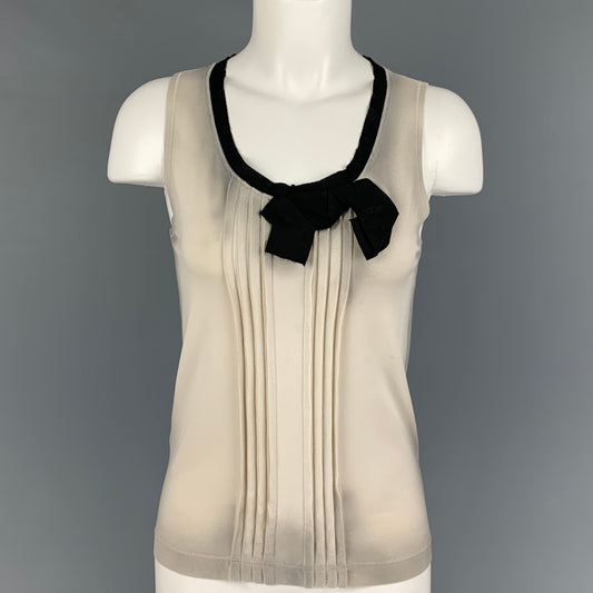 PRADA Size S Beige Black Silk Ombre Sleeveless Dress Top