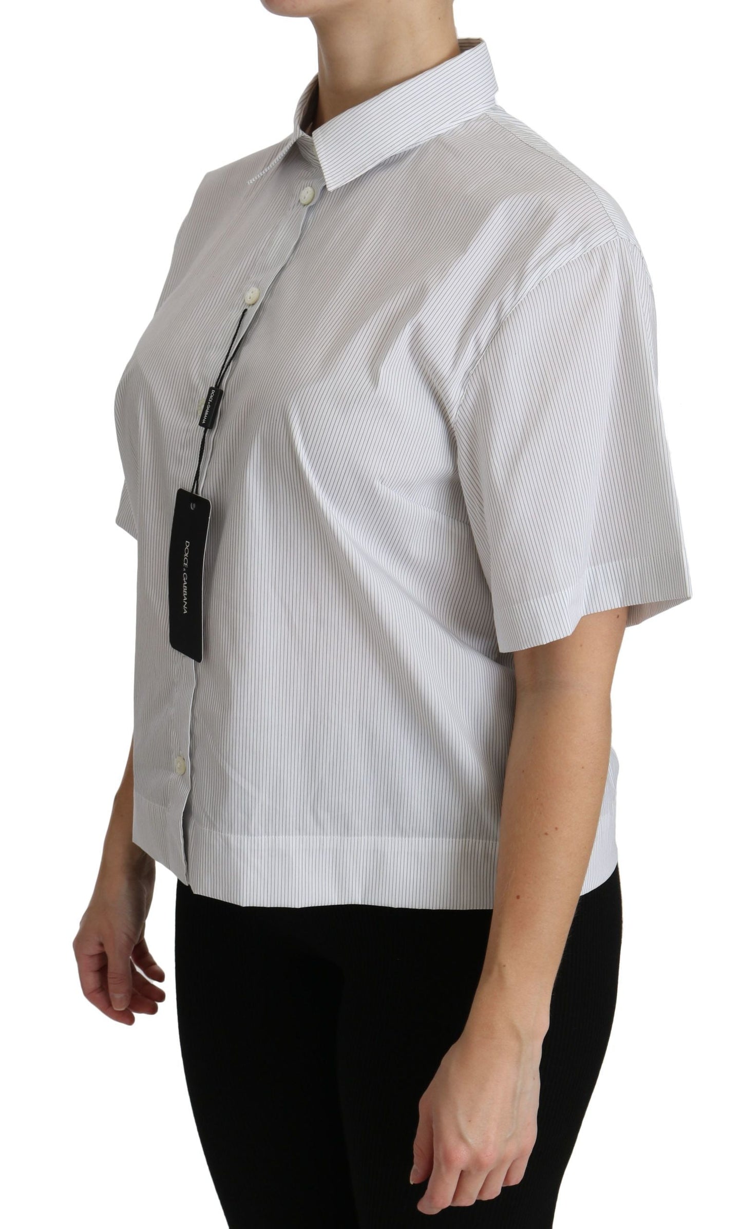 Dolce & Gabbana White Collared Short Sleeve Polo Shirt Women's Top