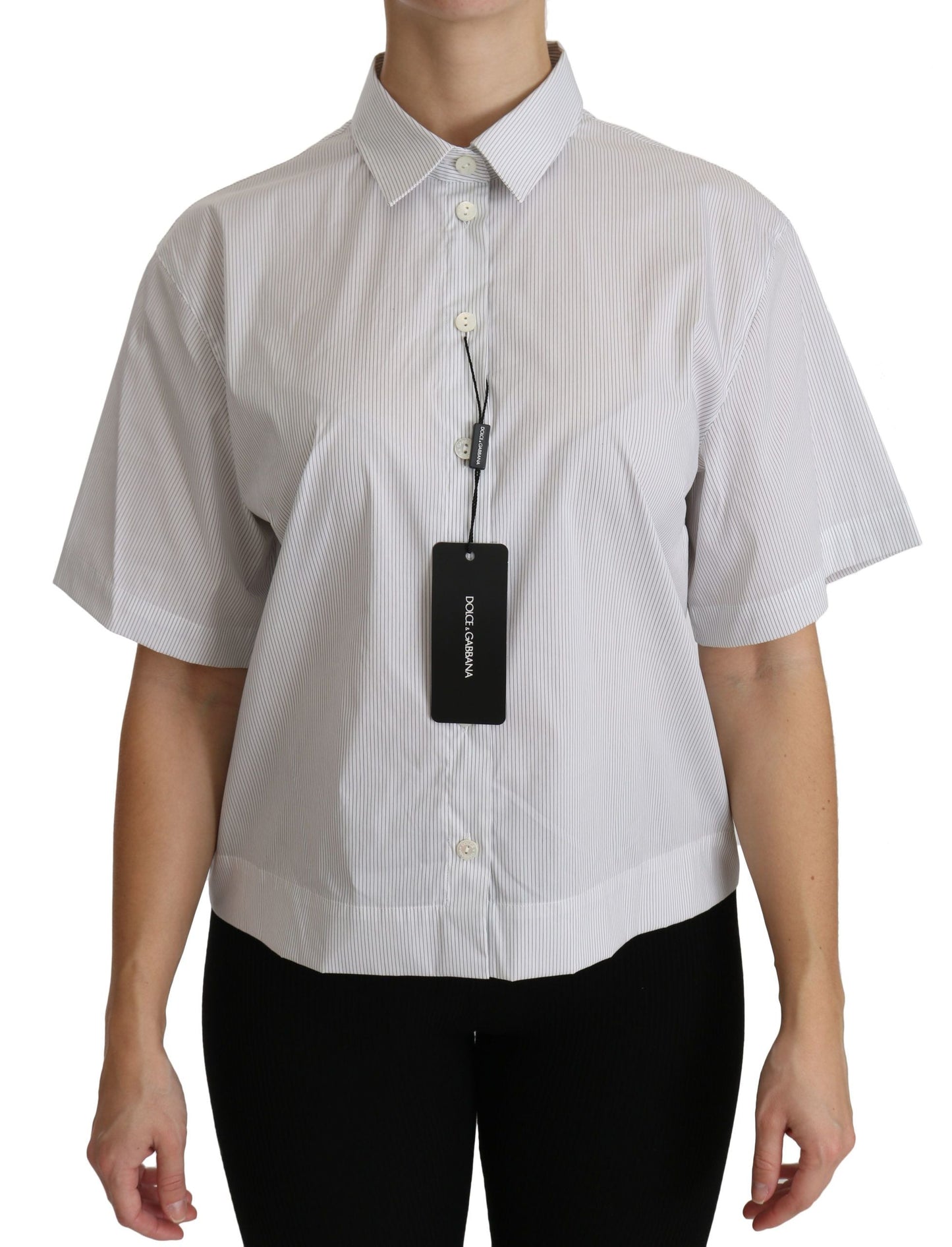Dolce & Gabbana White Collared Short Sleeve Polo Shirt Women's Top
