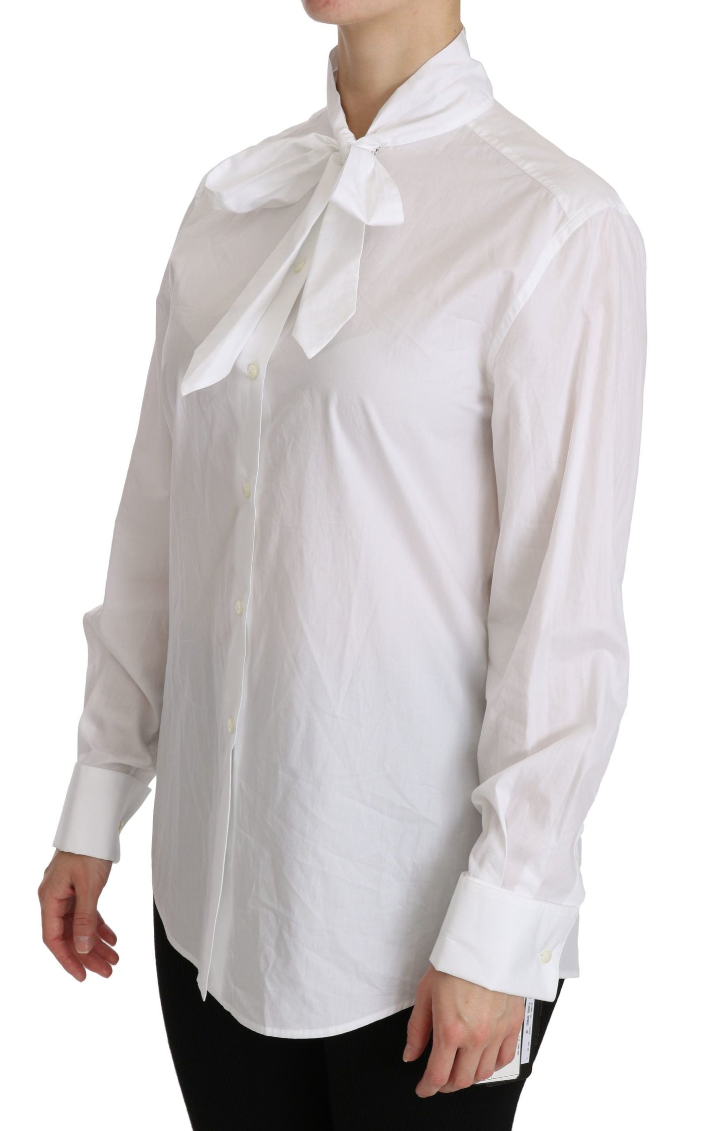 Dolce & Gabbana White Turtle Neck Long Sleeve Polo Women's Shirt