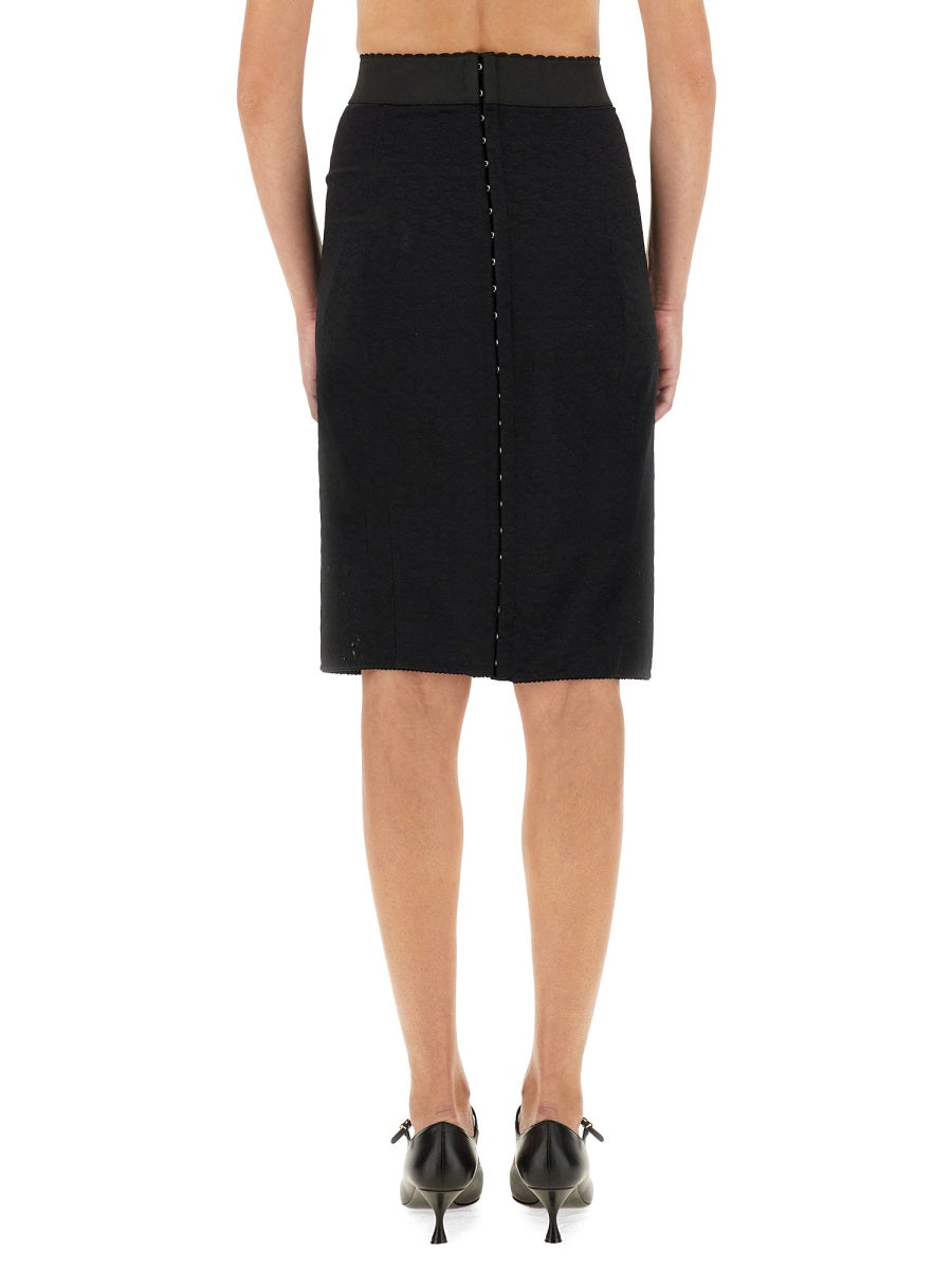 Dolce & Gabbana Women Satin And Powernet Midi Skirt