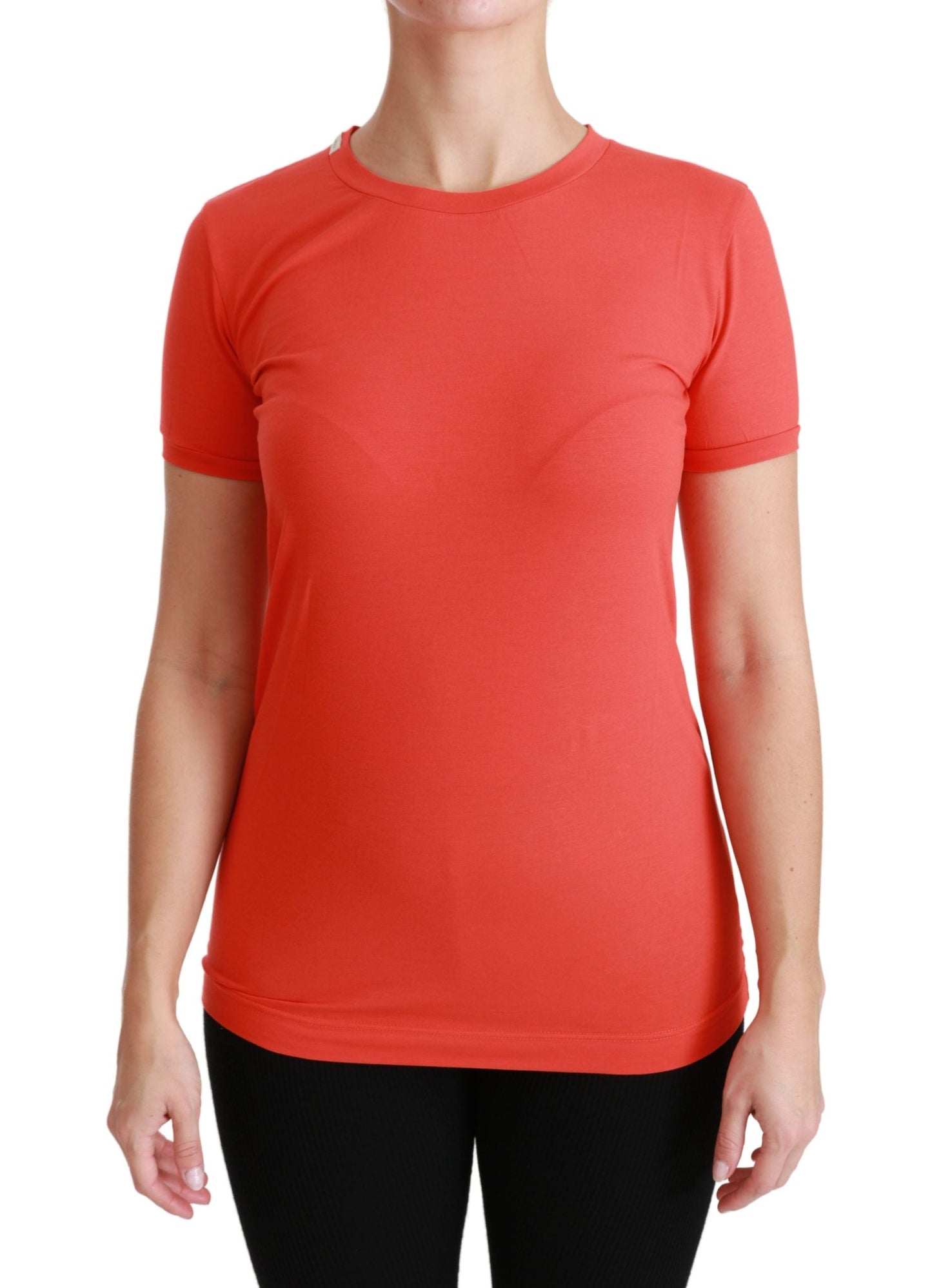 Dolce & Gabbana Red Crewneck Short Sleeve T-shirt Cotton Women's Top