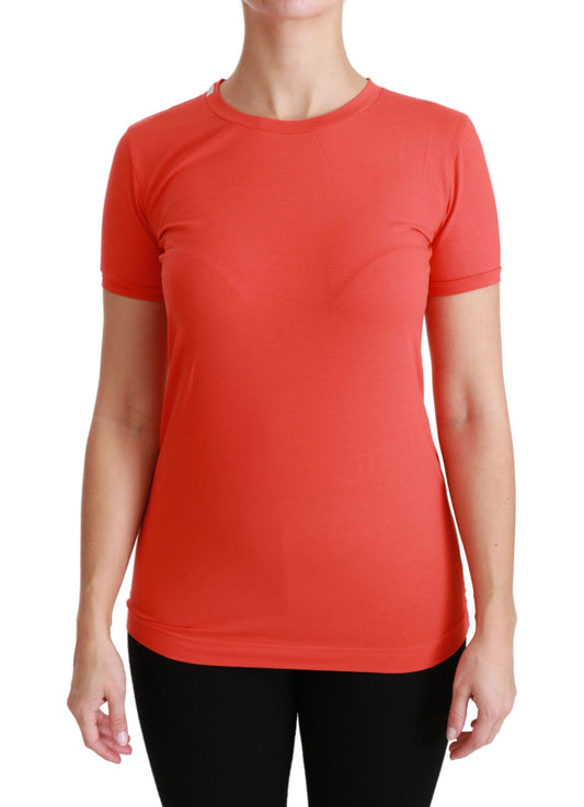 Dolce & Gabbana Red Crewneck Short Sleeve T-shirt Cotton Women's Top