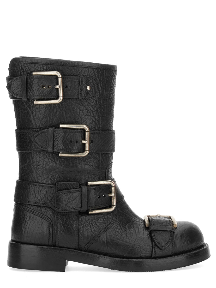 Dolce & Gabbana Women Leather Boot With Buckles